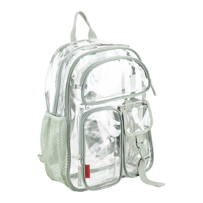 Unisex 16-Inch Clear Cargo Backpack with Multiple Pockets and Water Bottle Sleeve