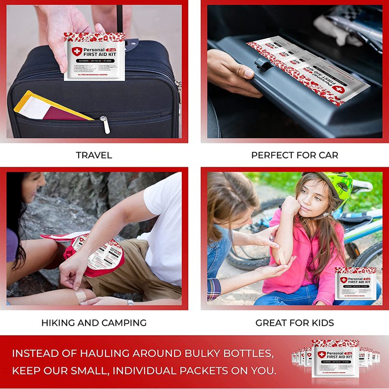 Travel First Aid Kit 10 Pack Compact Emergency Medical Supplies for Home Car & Outdoors