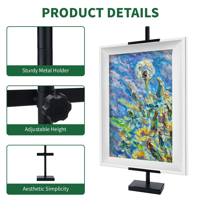 Adjustable Tabletop Easel Stand for Frames, Art, Signs Up to 28 Inches - Black & Gold