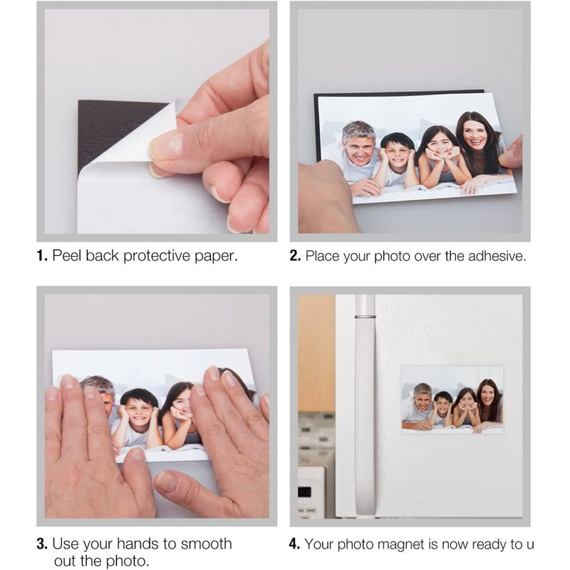 Self-Adhesive Photo Magnets Pack of 100 - Durable 4x6 Inch Magnets for Photos