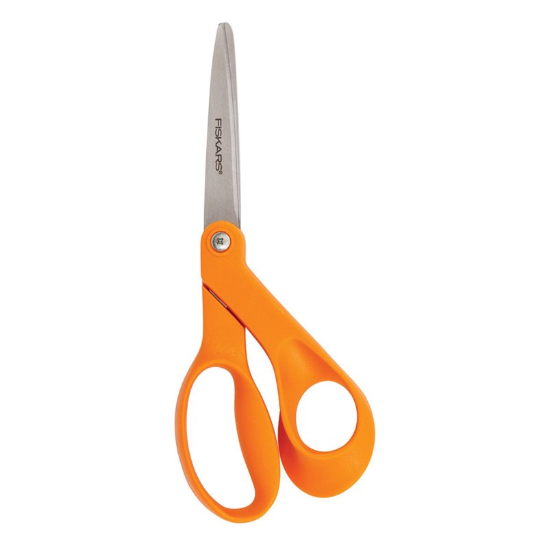 Bent Scissors, 7" Precision Ground Stainless Steel - Orange Handle
