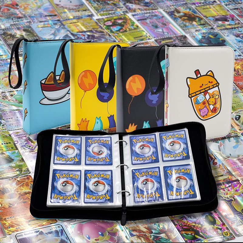 Waterproof Trading Card Binder Case with Zipper & 50 Removable Sleeves — Holds Up to 400 Cards, Portable Sports Storage Album