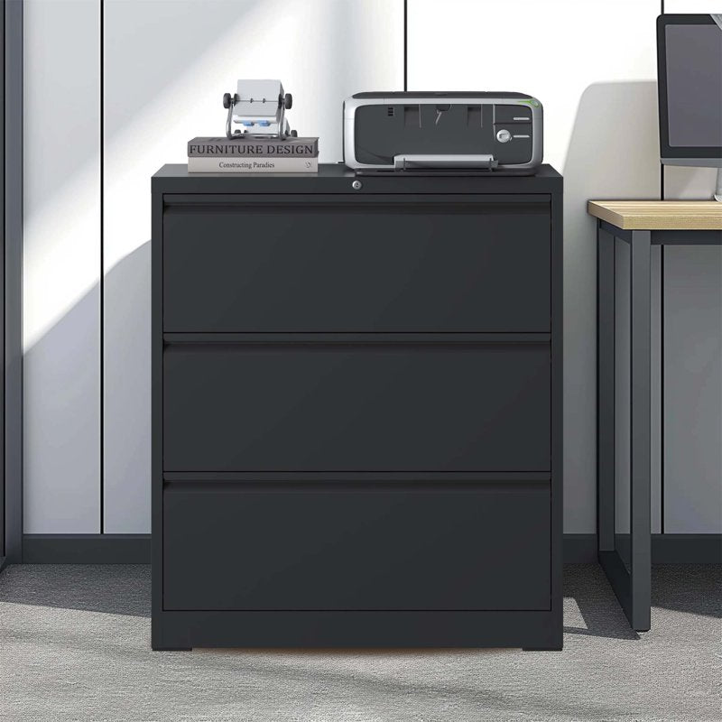 Heavy Duty 3-Drawer Lateral File Cabinet - Metal Locking Storage for Home Office