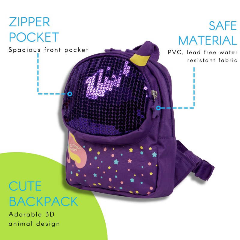 Lightweight Kids Backpack with Unicorn Design - Toddler School Bag 9"