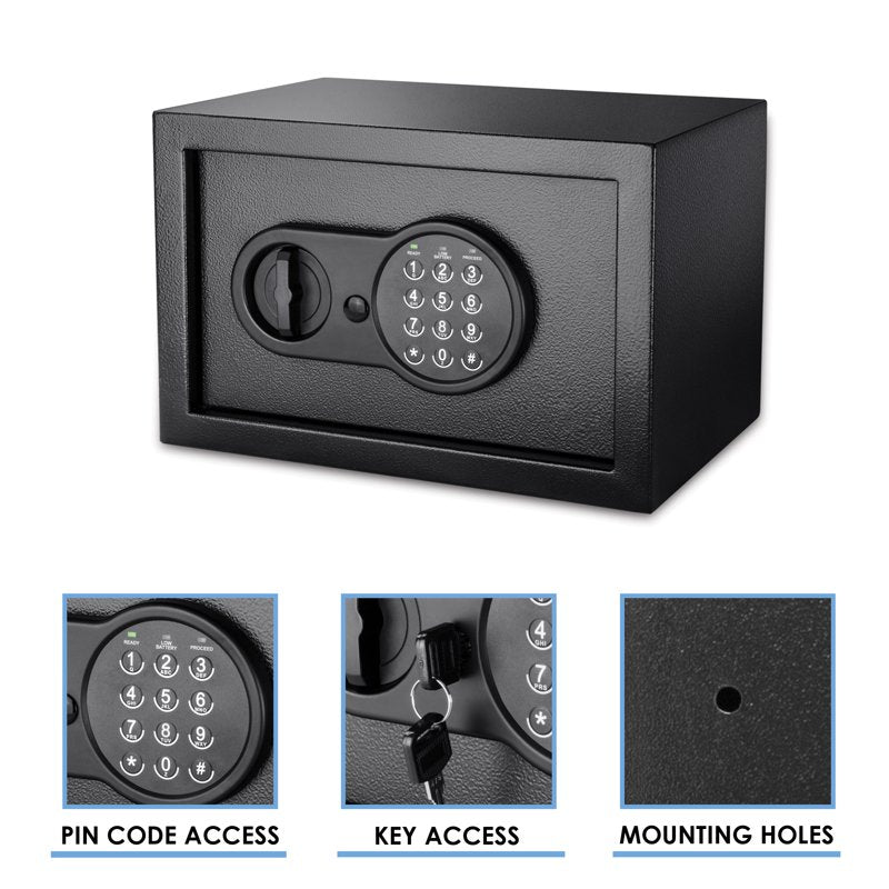 Compact Digital Keypad Safe 0.36 Cu Ft Security Lockbox for Home & Office