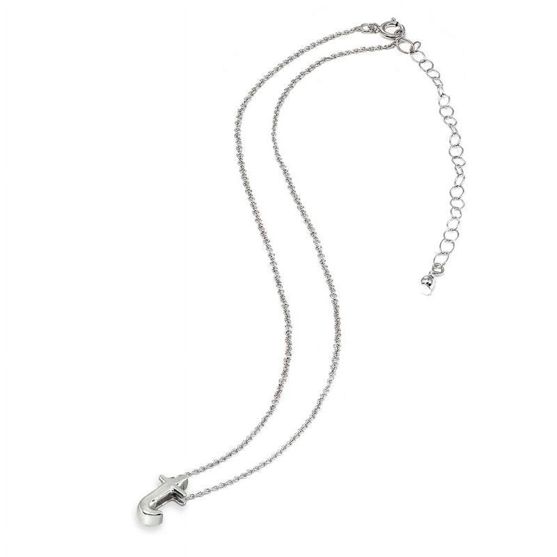 Sterling Silver Letter T Necklace 15-Inch Initial Pendant with Extender