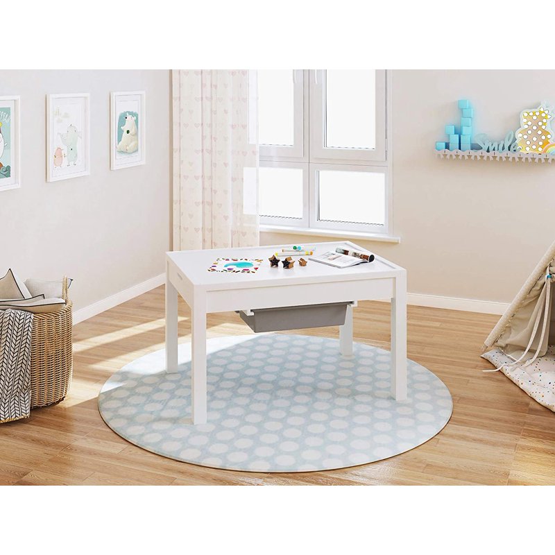 Kids Activity Table with Storage - Reversible Play Surface & Large Storage Compartment