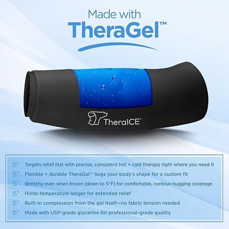 Elbow Ice Pack Compression Sleeve for Injury Recovery, Reusable Gel Cold Wrap