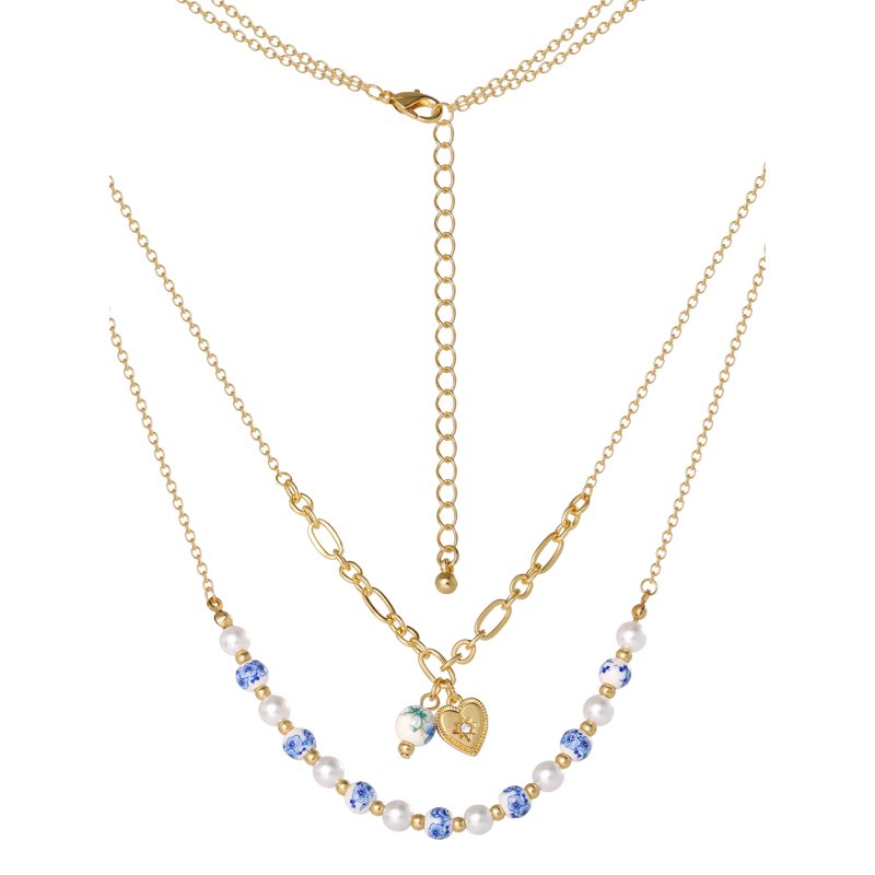 Layered Women's Flower and Heart Accent Necklace – Adjustable, Lightweight Jewelry