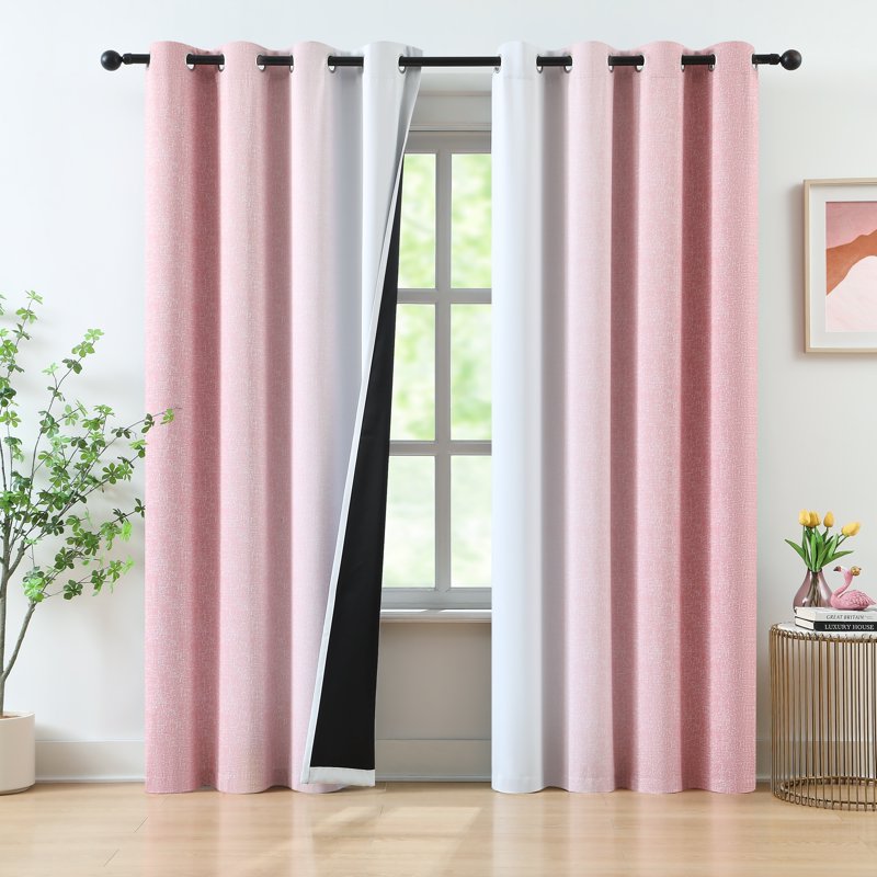 Blackout Curtains with Ombré Gradient Design, Triple Weave, Grommet Top, Heat & Light Blocking
