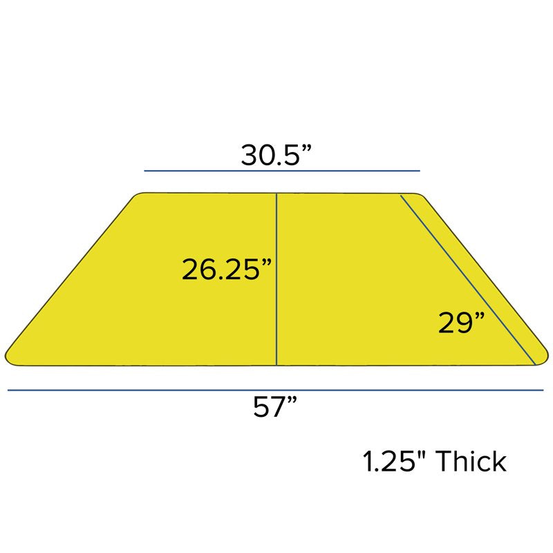 Adjustable Height Trapezoid Activity Table 29x57 Inches - Scratch & Stain Resistant Laminate