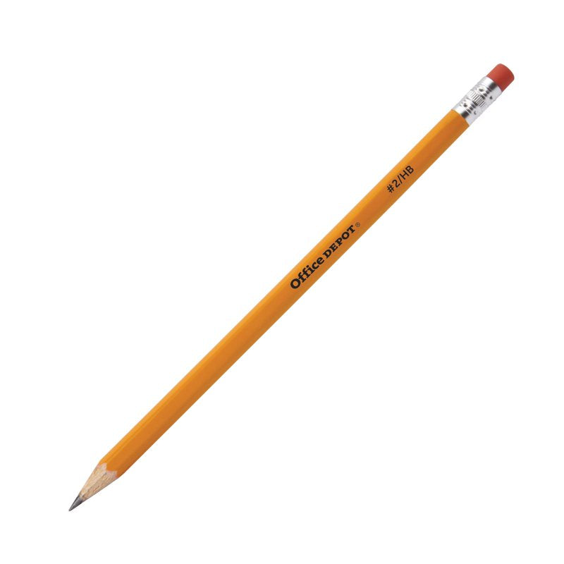 Office Depot HB No. 2 Wooden Pencils Set of 72 - Yellow, Hex Shaped, Eraser Topper