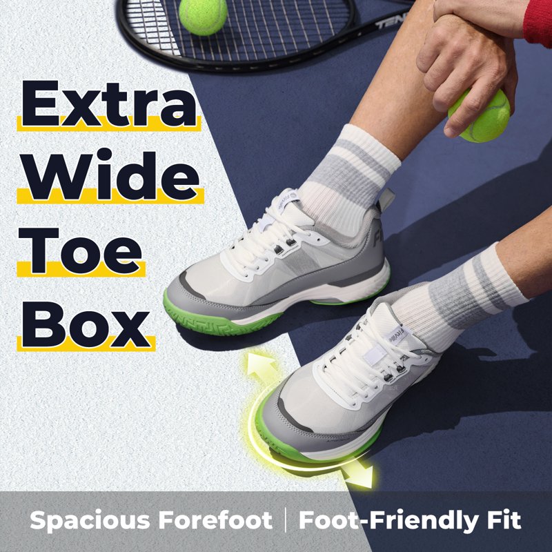 Wide Fit Men's Tennis Shoes Slip Resistant Running and Walking Sneakers