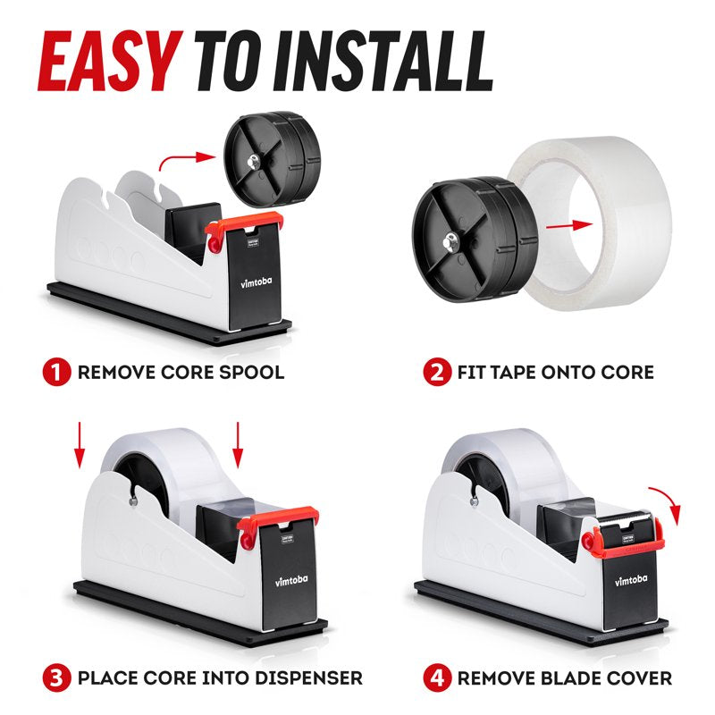 Heavy Duty 2-Inch Desktop Tape Dispenser with Dual Rolls Non-Slip Base