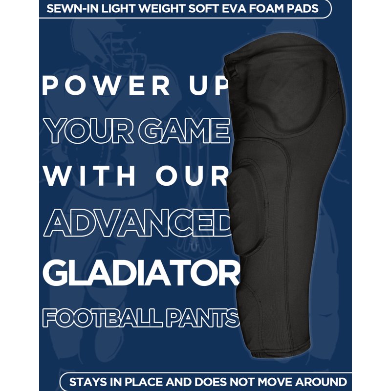 Men's Football Pants with Built-in Protective Pads - Lightweight & Flex Fit