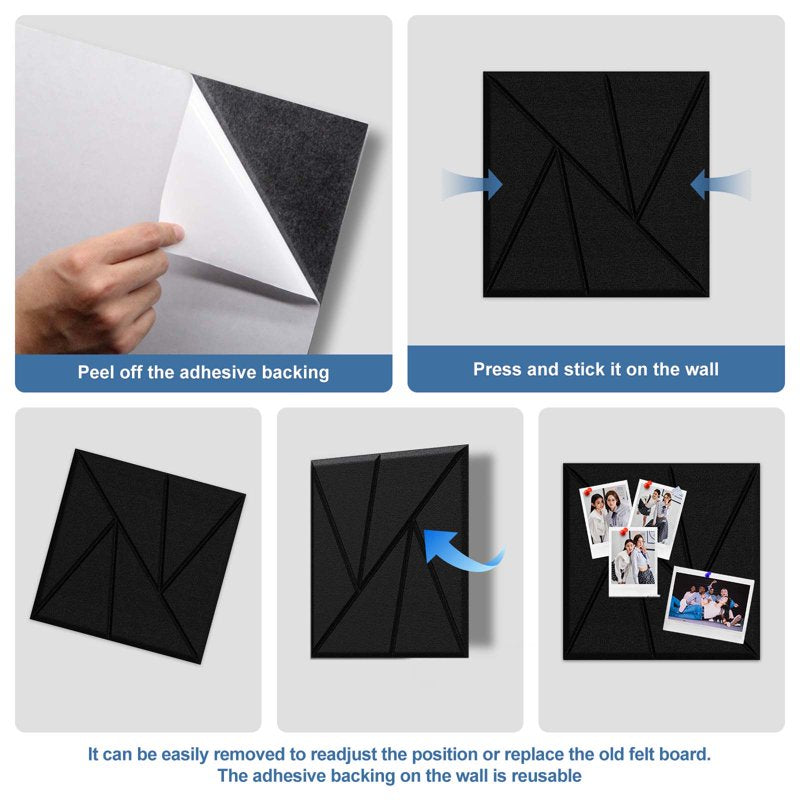 Large Felt Pin Board Tiles Set - 36x24 Inches, Eco-Friendly Wall Organizer