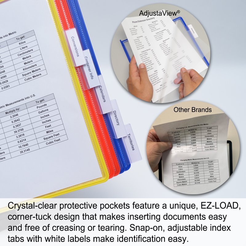 AdjustaView 10-Pocket Desk Organizer with Supplies Storage Base and Index Tabs