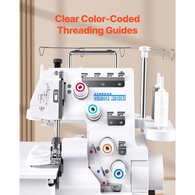 Serger Overlock Sewing Machine 1250 Stitches/Min 3/4 Thread Heavy-Duty