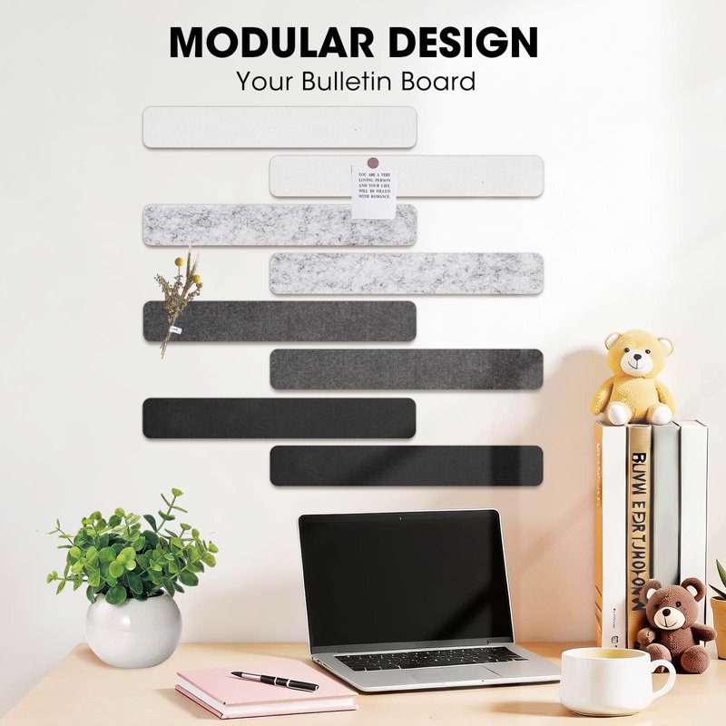 Small Cork Bulletin Board Tiles with Felt Wall Decor and Accessories