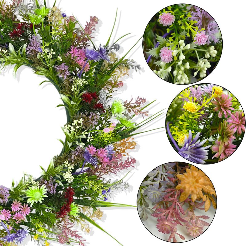 All-Season Artificial Wreath with Frosted Greenery and Berries - 15 Inch Indoor Outdoor Door Decor