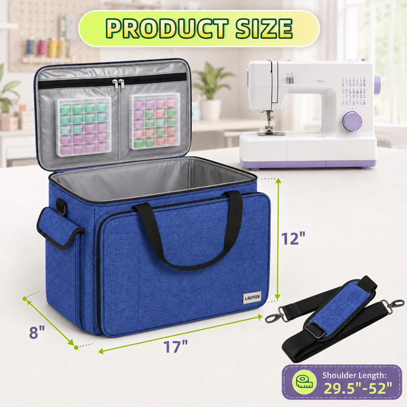 Portable Sewing Machine Carrying Case with Shoulder Strap - Water-Resistant, Padded Storage Bag