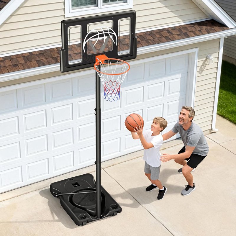 Adjustable Outdoor Basketball Hoop 10FT with 44-Inch Backboard Portable for Kids & Adults