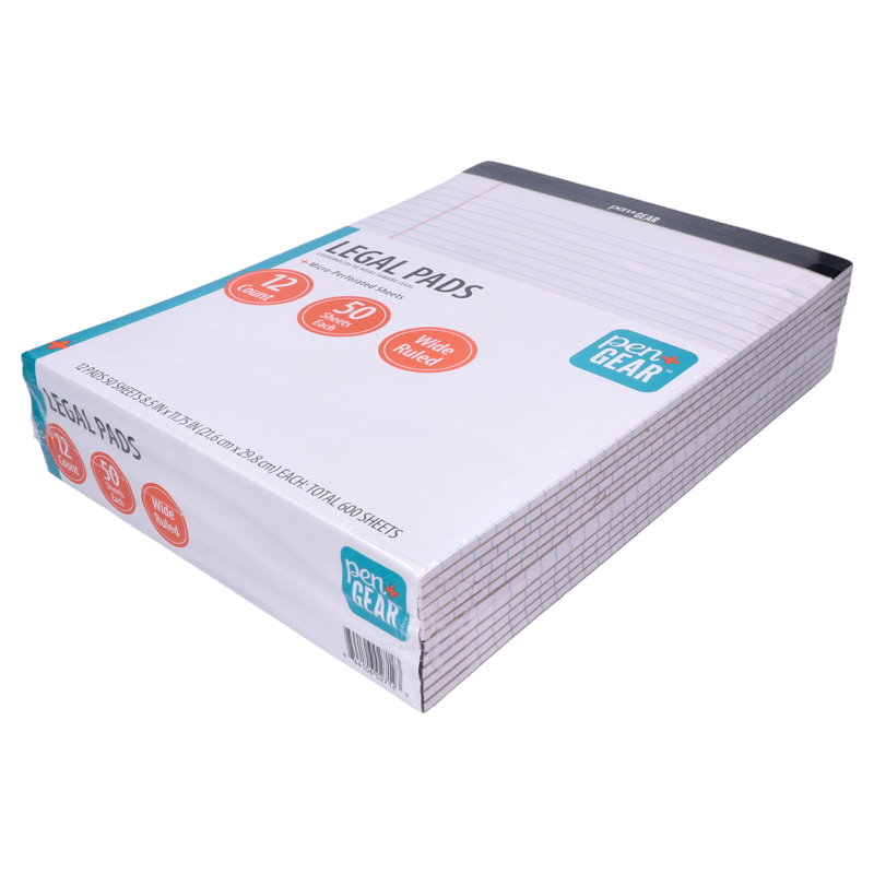 Legal Pads Wide Ruled 8.5x11 Inches - 50 Sheets, Pack of 12 Office Stationery