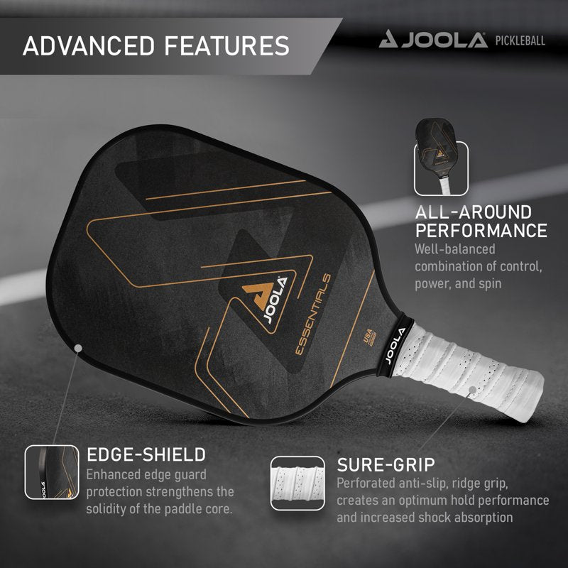 JOOLA Essentials Pickleball Paddle 2 Pack - Fiberglass USAPA Approved, Black