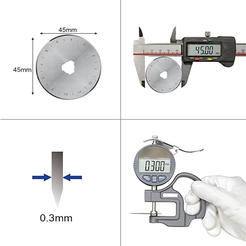 45mm Rotary Cutter Blades Set - 10 Sharp Replacement Blades for Quilting & Crafting