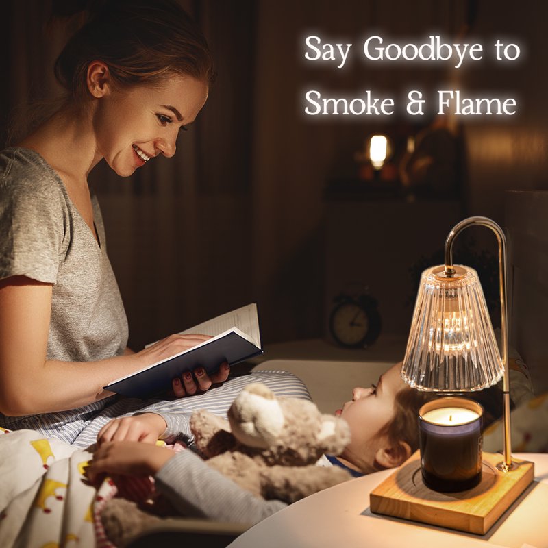 Dimmable Candle Warmer Lamp with Timer for Jar Candles - Modern Black Design