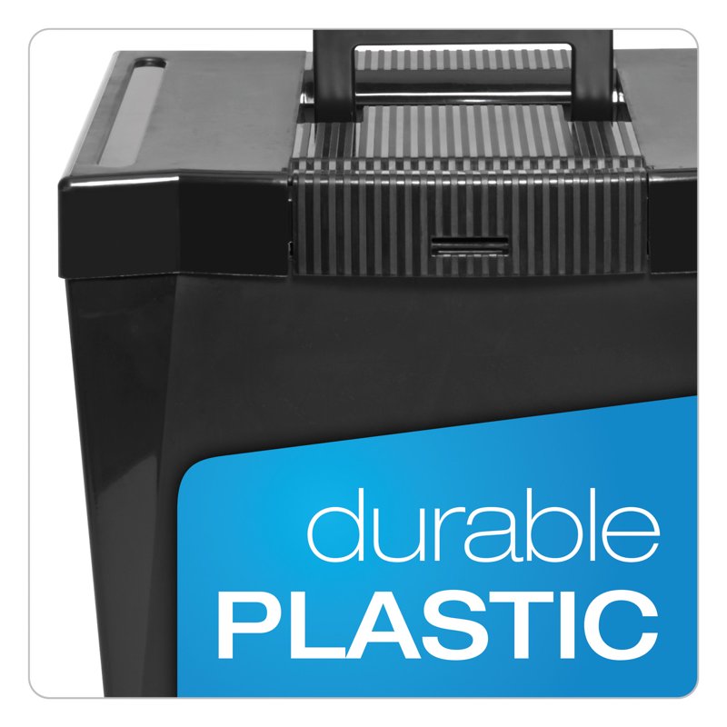 Letter Size File Storage Box with Handle and Locking Lid - Black