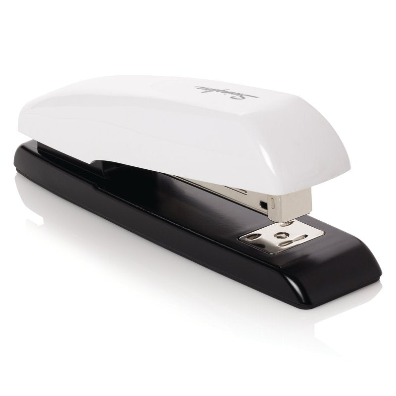 Durable Manual Desk Stapler with Antimicrobial Protection, 20 Sheets, Black & White