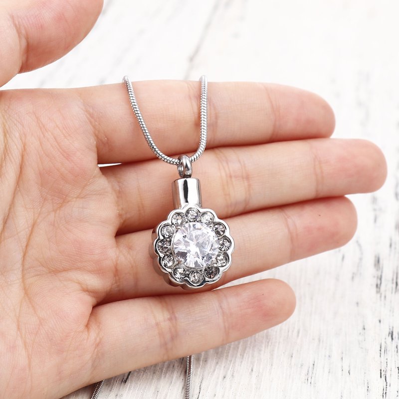 Crystal Rhinestone Memorial Necklace for Ashes Keepsake Jewelry Pendant