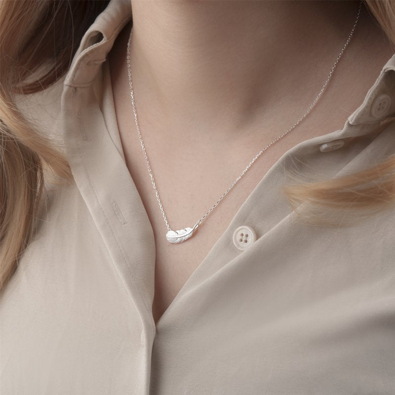 Sterling Silver Nurse Gift Necklace - Angel Feather Pendant with Chain