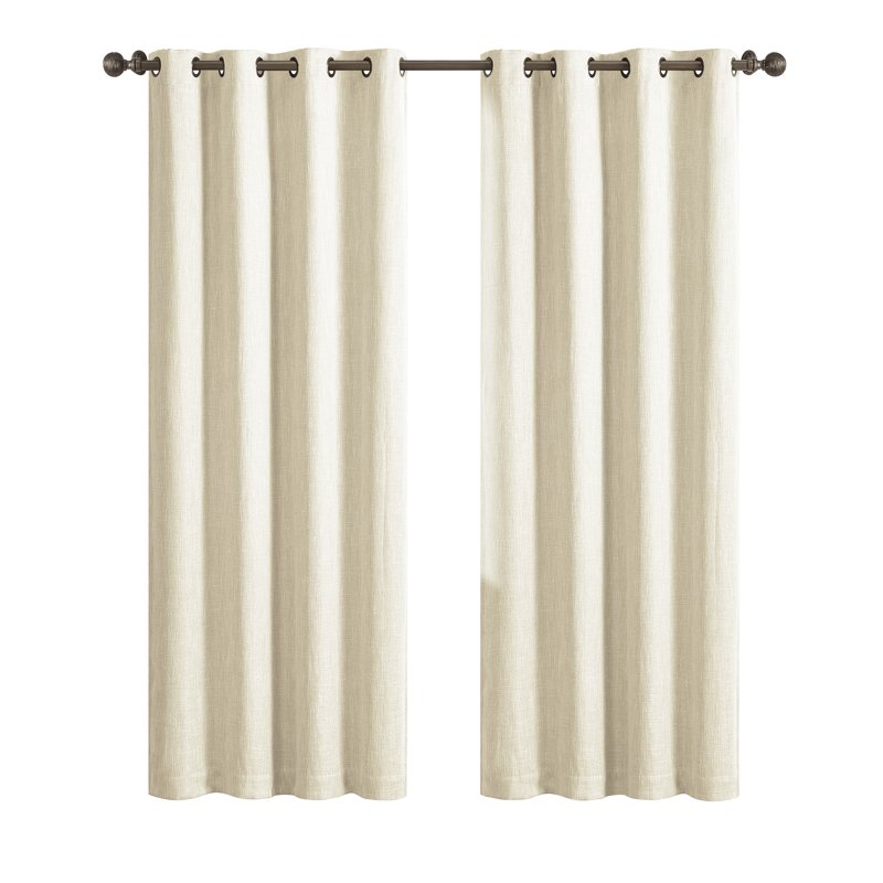 Blackout Curtain Panel 2 Pack - Textured Grommet Window Drapes for Living & Bedroom