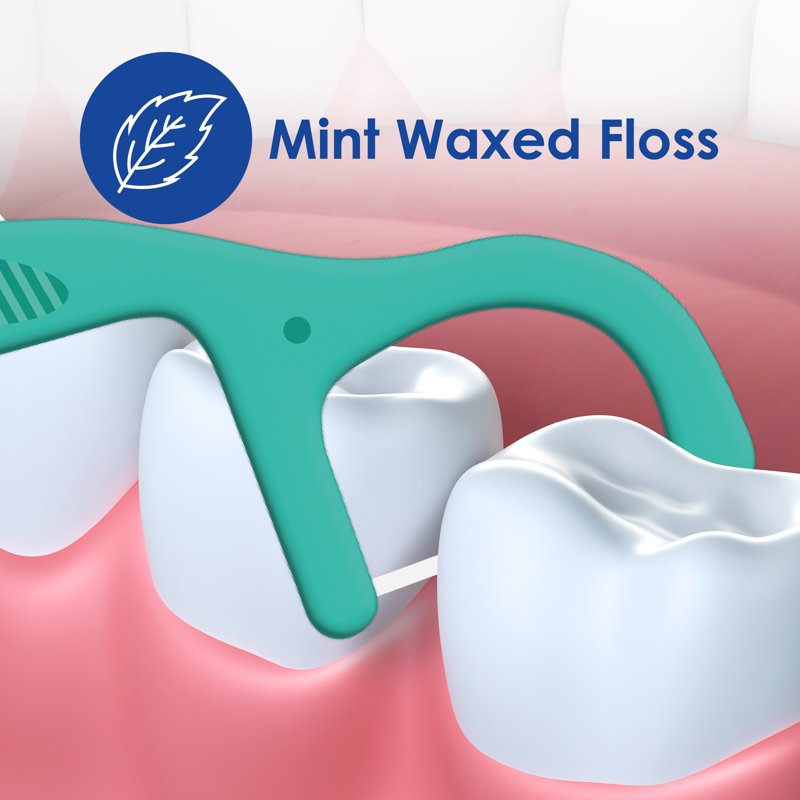Dental Floss Picks Mint Waxed 60 Count - Resealable Pack for Better Oral Hygiene