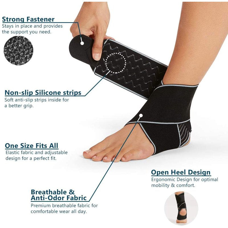 Adjustable Ankle Support Brace for Plantar Fasciitis & Sprains - Breathable Compression Sleeve