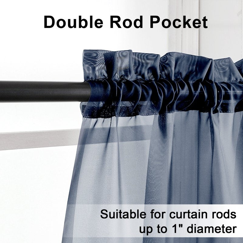 Sheer Window Valances 2 Pack - Light Diffusing Curtains for Small Windows