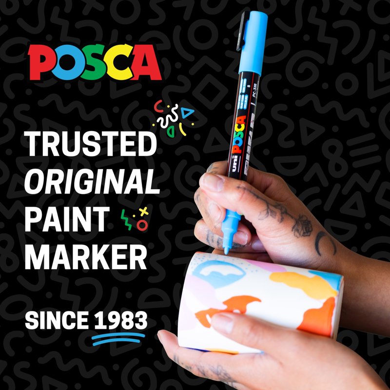 16 Colors Paint Marker Set - Acrylic Paint Pens for Art & Crafts, Medium Point