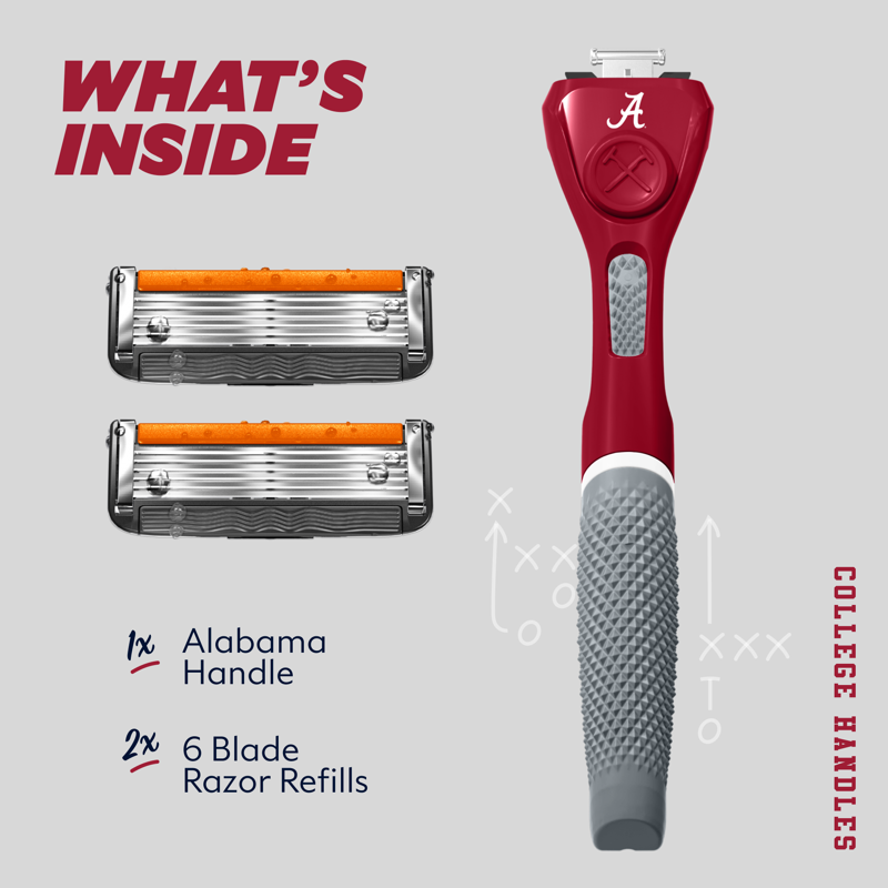 College Football Razor Set with Team Colors - 6-Blade Shaving Kit