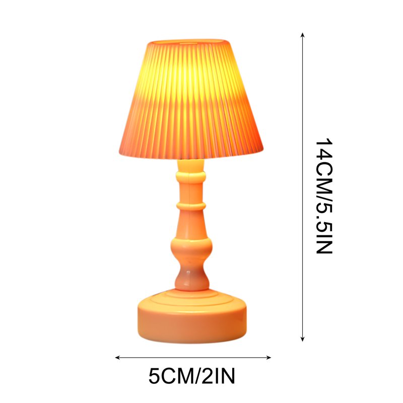Mini Cordless Bedside Lamp - 5.5 Inch Retro Night Light for Bedroom & Living Room - Portable Battery-Powered Decor Gift
