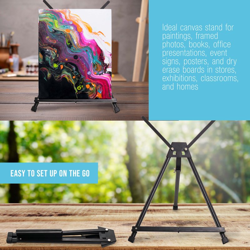 Adjustable Tabletop Display Easel - Portable Artist Tripod Stand for Artwork & Signs