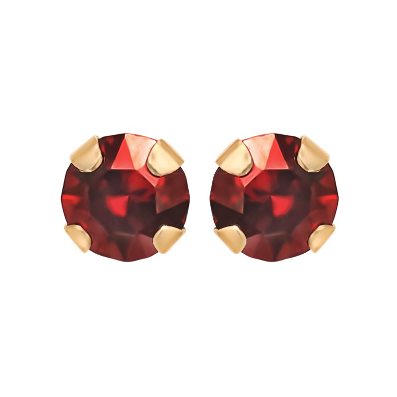 Women's 14K Yellow Gold Birthstone Stud Earrings - January Crystal