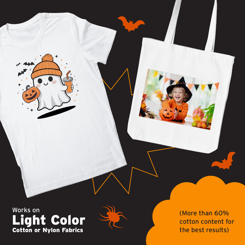 Iron-On Transfer Paper for Light Fabrics - 20 Sheets, 8.3x11.7 Inches