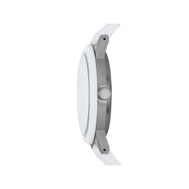 Women's Silicone Sport Wristwatch - Easy Read Dial, Silver & White, 38mm