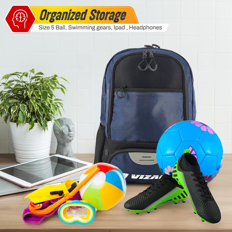 Sports Backpack for Soccer Volleyball Basketball & More - Kids & Adults