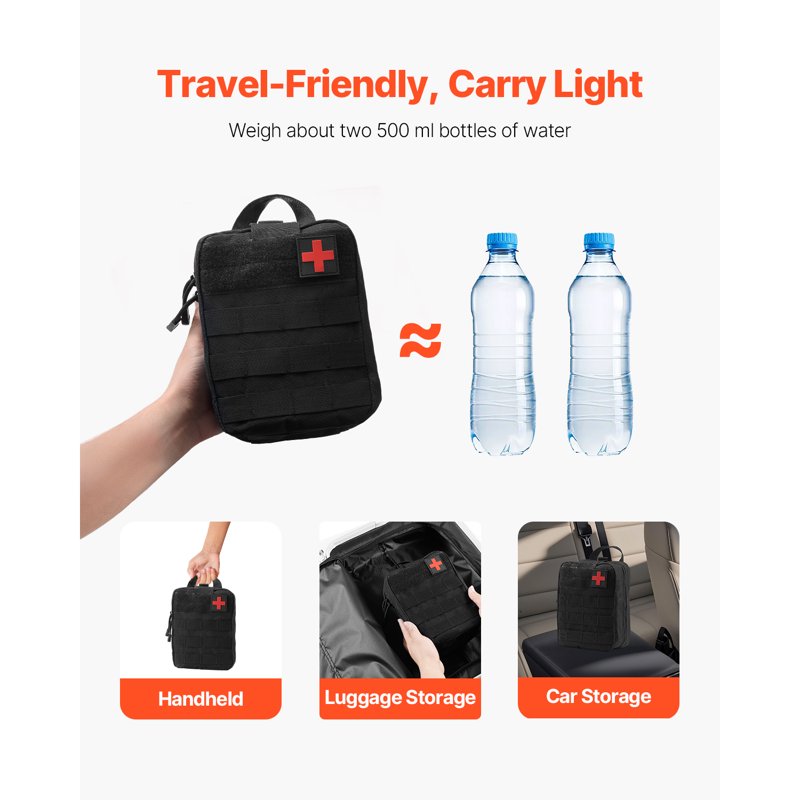 250-Piece Durable First Aid Kit with Trauma Bag for Camping Hiking Boating