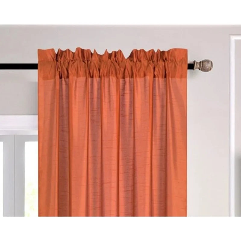 Semi-Sheer Faux Silk Window Curtains 2-Pack - Light Filtering Privacy