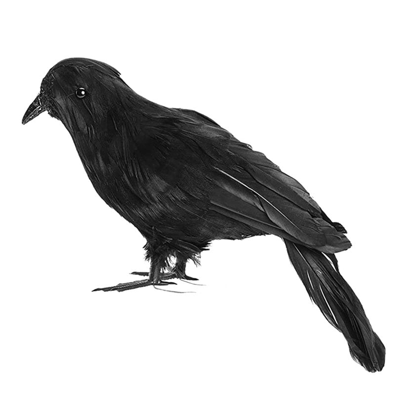 Realistic Crow Decorations for Halloween and Outdoor Use - Set of 3 Black Faux Birds