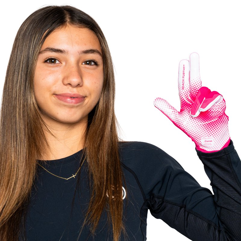 Youth Football Receiver Gloves Pink Medium - ProGrip, Breathable & Secure Fit